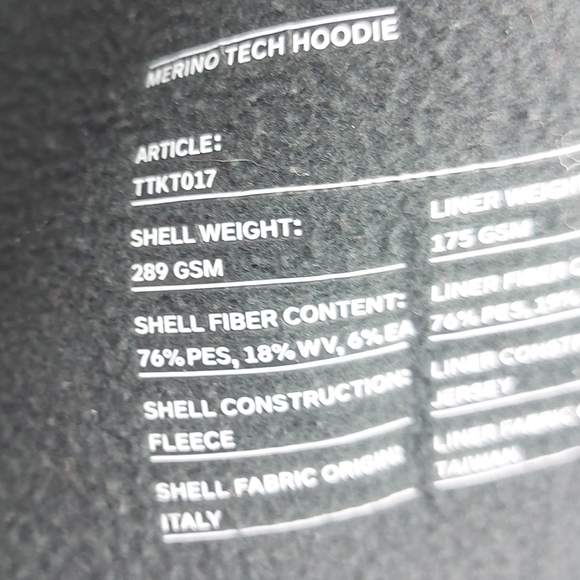Ten Thousand Merino Midweight Tech Hoodie (Pullover) Black Size Small - Picture 11 of 12